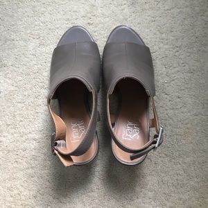 Franco Sarto open toe heel booties